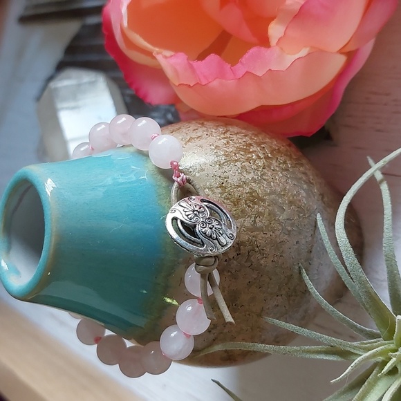 Rose Quartz Bracelet, Leather Artisan made by Rust Belt Raised - Picture 5 of 9